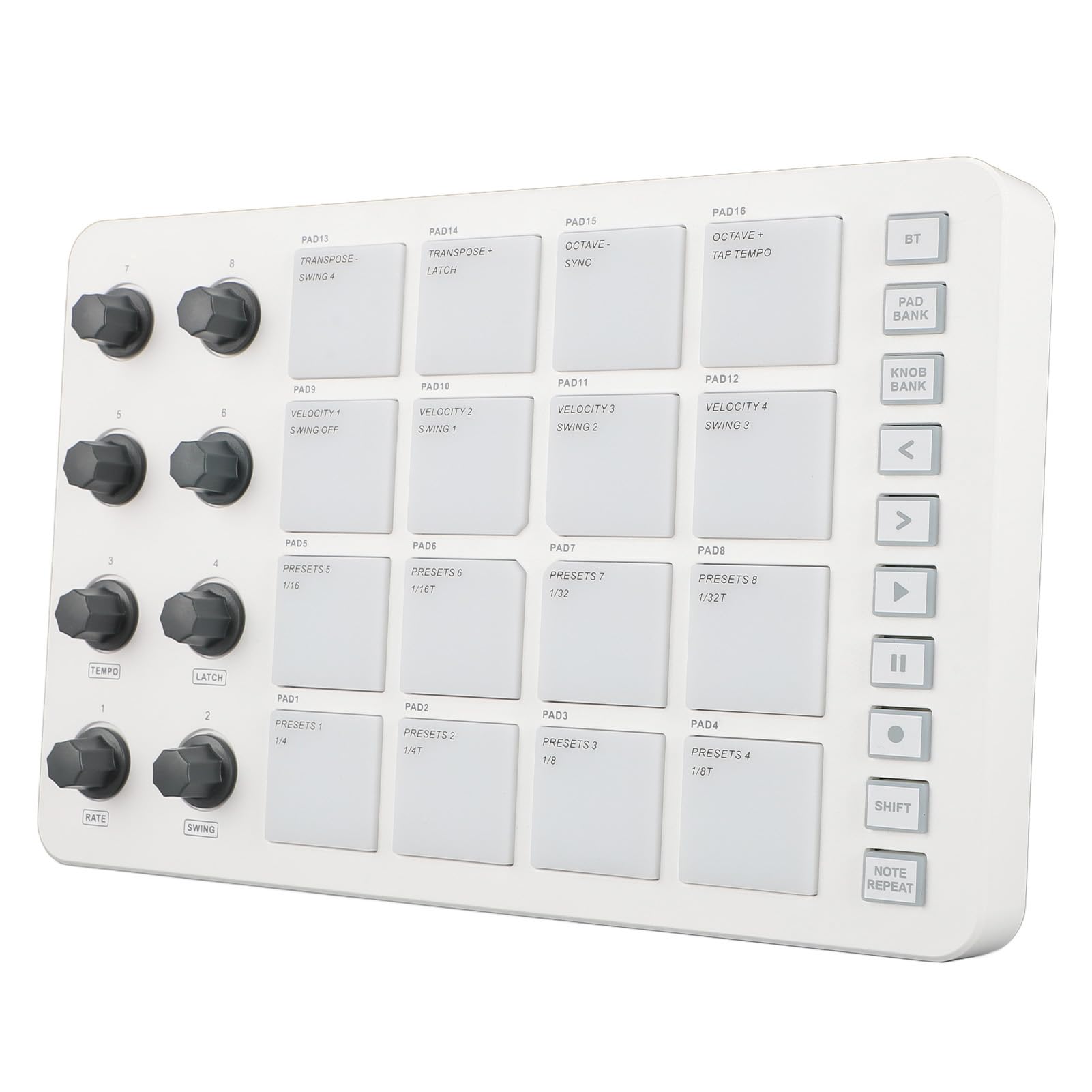 Ejoyous Controlador USB MIDI PAD, SMC PAD Recargable 16 RGB Retroiluminado Controlador MIDI Inalámbrico Portátil de Baja Latencia para OS X para Producción Musical