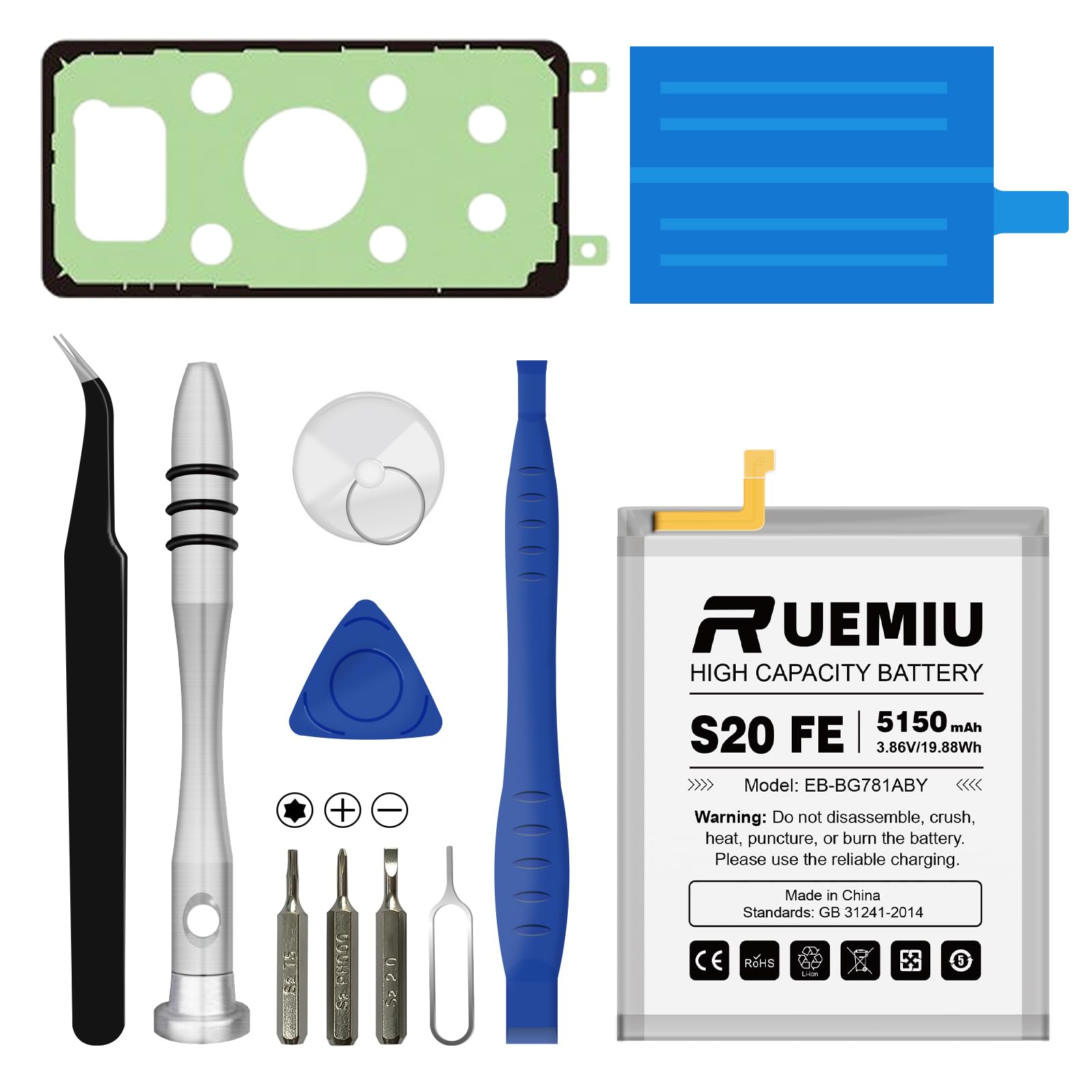 5150mAh Battery for Samsung Galaxy S20 FE,Upgraded High Capacity fit for S20 FE 5G Model SM-G781B G781U G781W SM-A526 A526B/DS A526W A5260 with Complete Repair Tool Kits