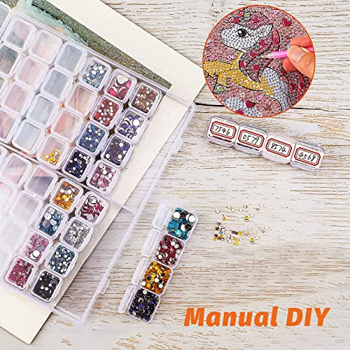 Image of 2 Pack 56 Grids Plastic Organizer Box Clear Jewelry Organizer Container Adjustable Divider Removable Grid Diamond Painting Beads Nail Art Tools Art Crafts Small Accessories