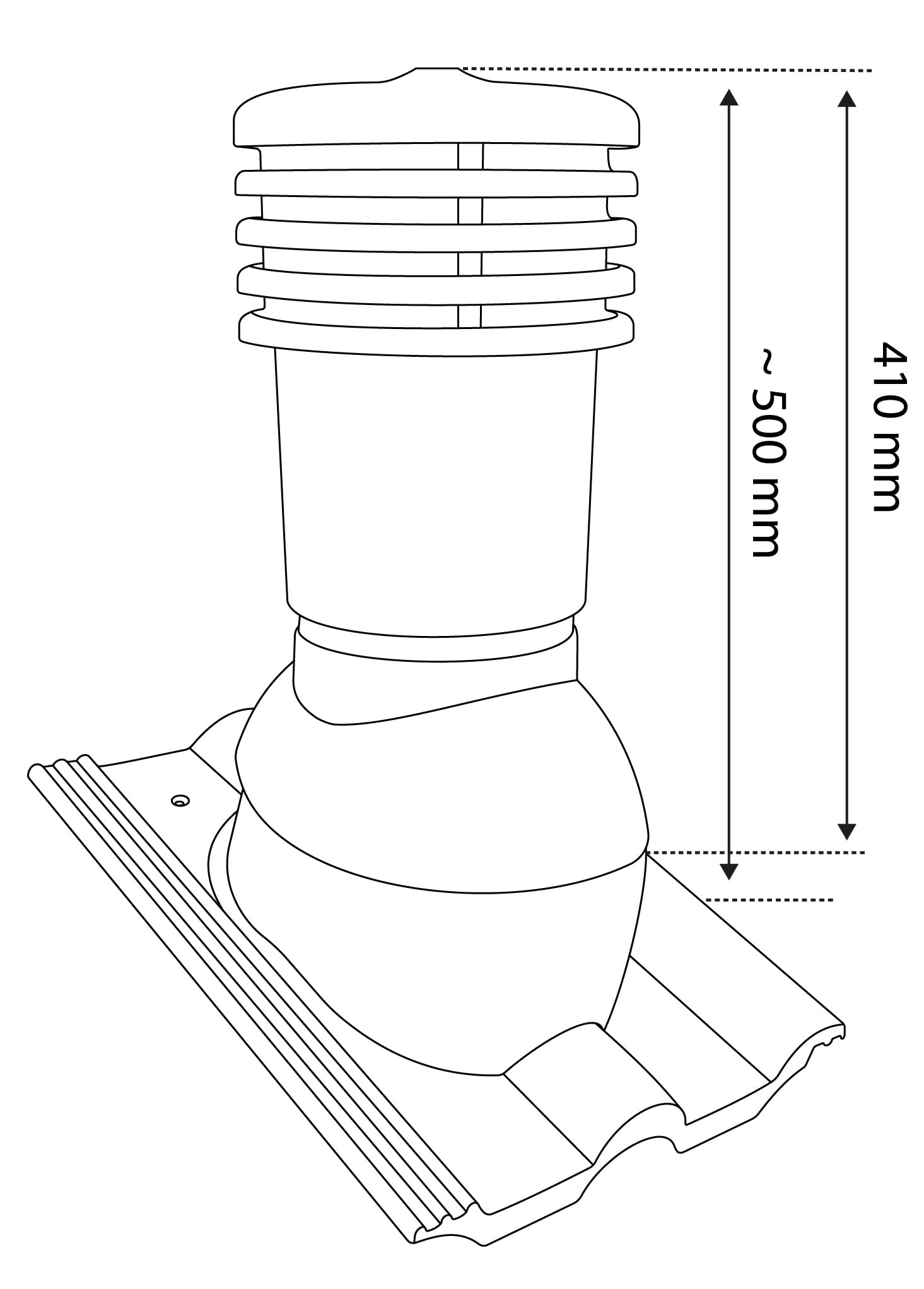 VENTOS X Plus R Castaño DN150 – Extractor universal de techo con drenaje de condensado para tejas de hormigón, ventilación de chimenea para techo inclinado, resistente a la intemperie y a los