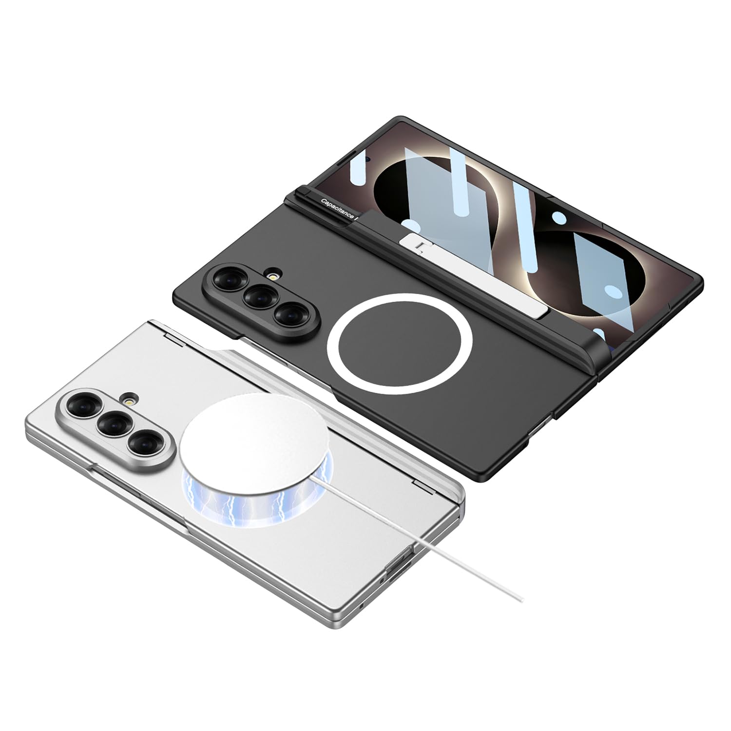 COQUE Etui do Samsung Galaxy Z Fold 8 z uchwytem na długopis S/osłona ekranu, zawias magnetyczny, składana podpórka, odporne na wstrząsy, wytrzymałe etui ochronne, czarne