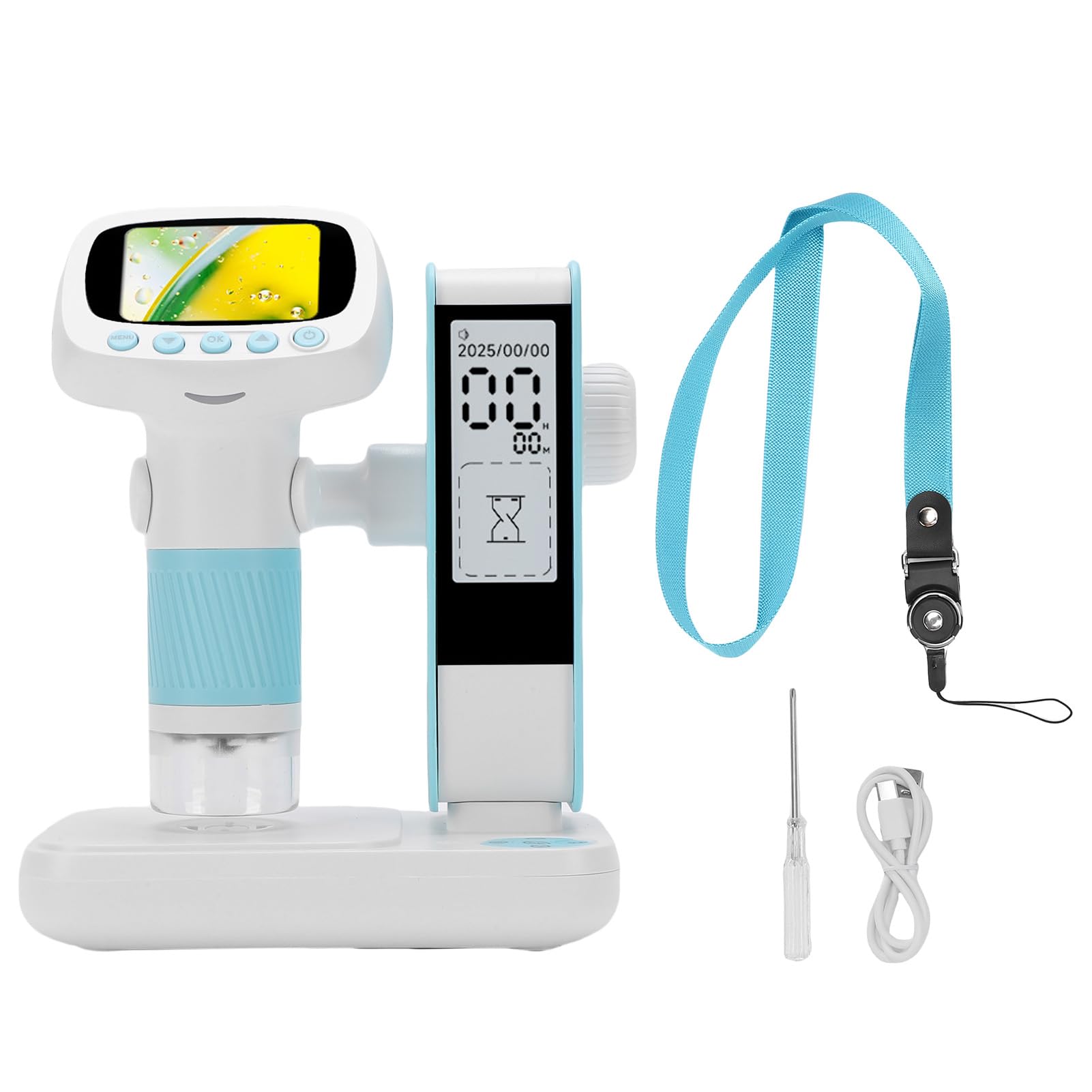 Topiky Kit Microscopio per Bambini, Microscopio Digitale 1080P HD con Supporto, Fotocamera Portatile e Timer, Microscopi Portatili da Esterno per Bambini, Blu CM5