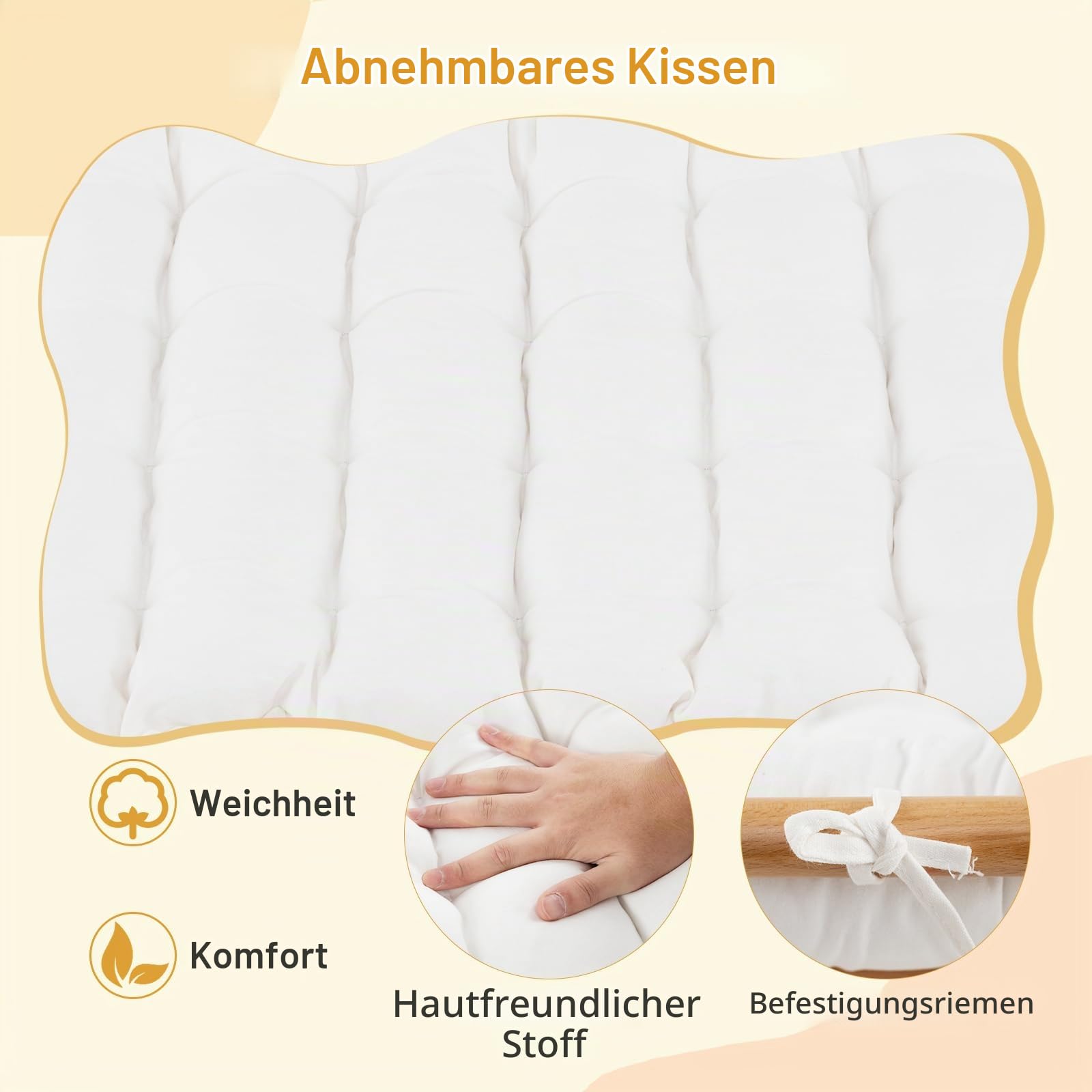 HOMASIS Kletterbogen mit Kissen, Holz Klettergerüst Indoor, Montessori Holzwippe Bogenwippe zum Wippen & Klettern, Picklerdreick Baby, Kletterdreieck Klettergeräte für Kinder ab 3 Jahre (Natur)