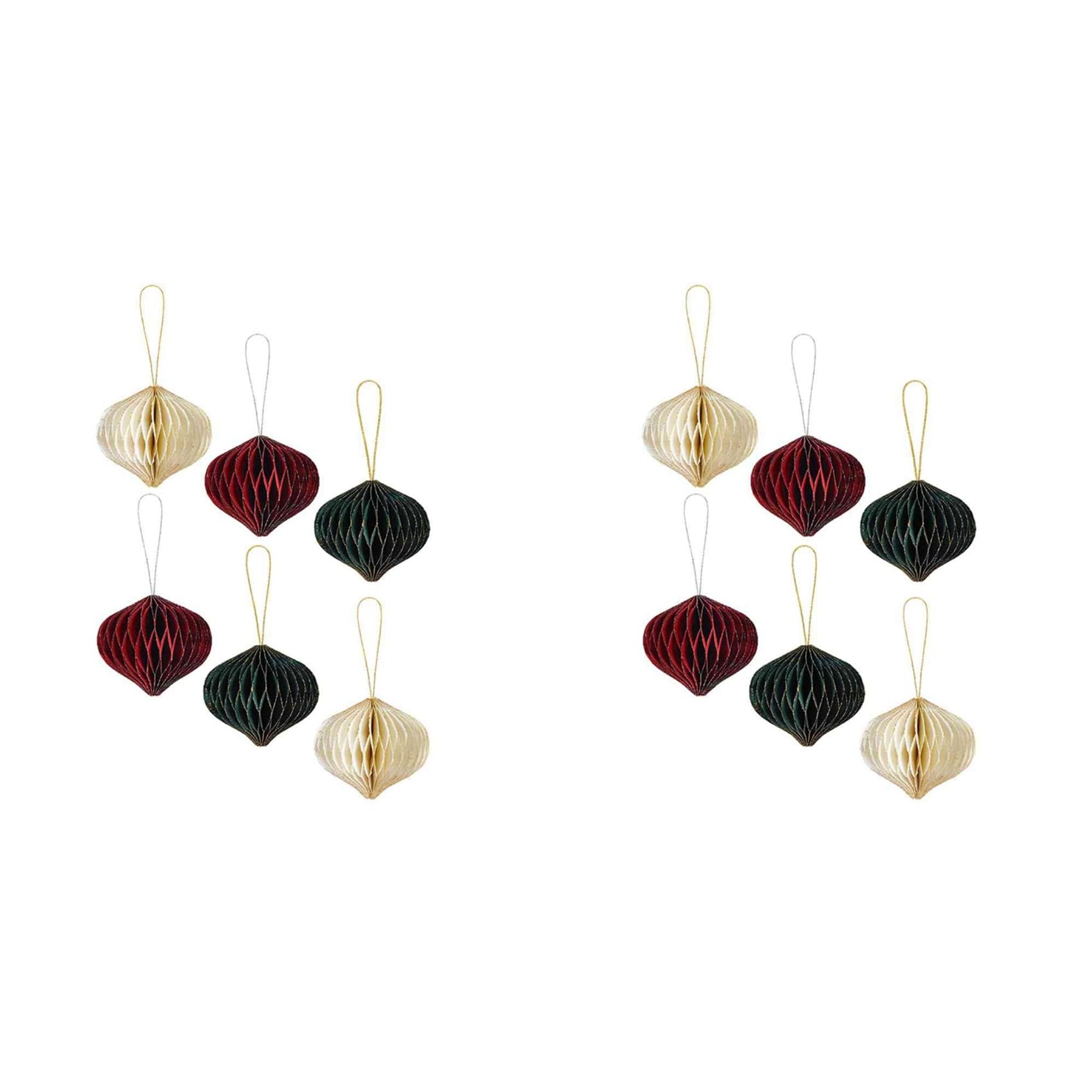 Décoration suspendue en nid d'abeille lot de 12 ornements en papier beige pour sapin de Noël