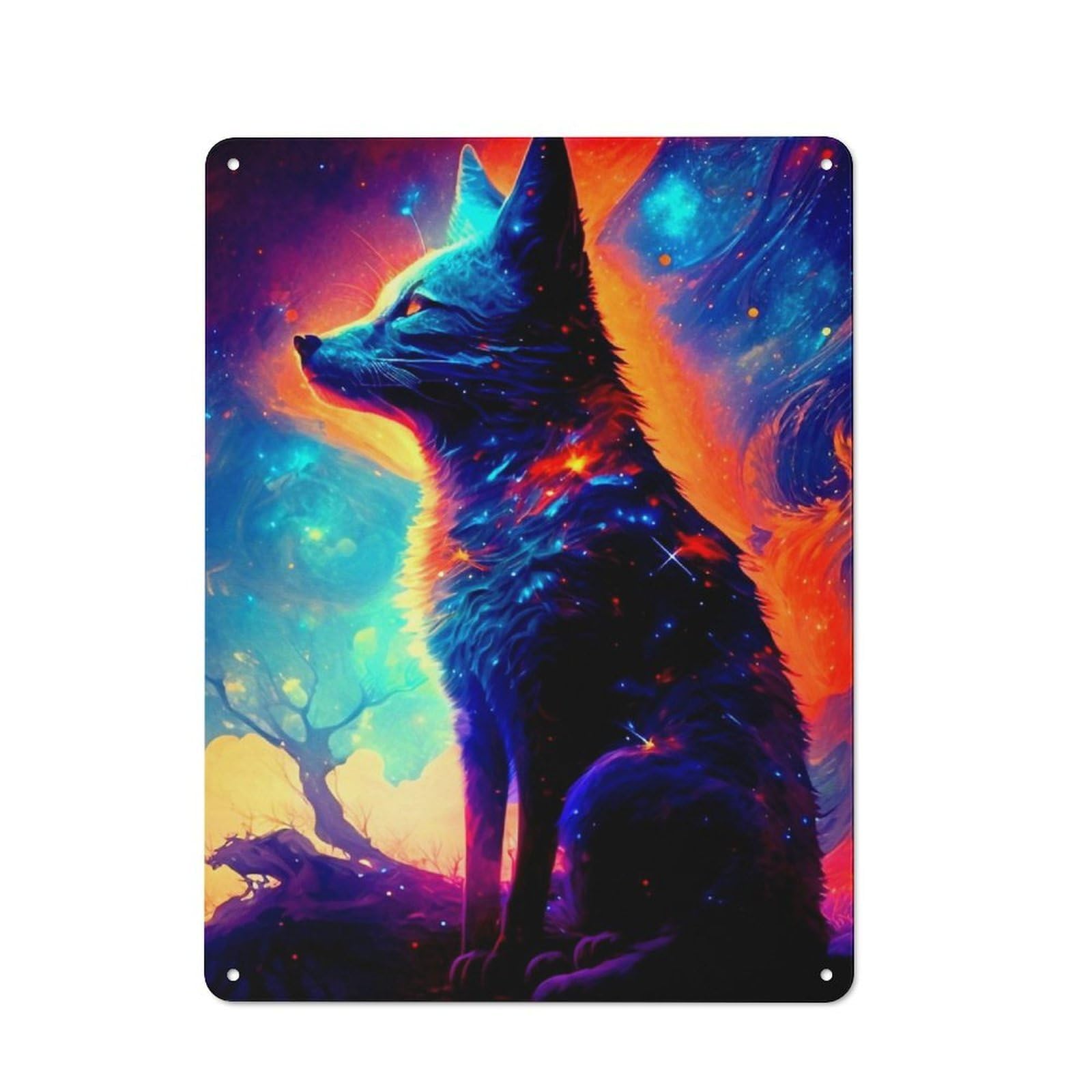 Junmoney Fox Tin Wall Plaque 40X30cm With For Dining Room Or Kitchen, Winter Wall Decor For Dining Room Decor Fans