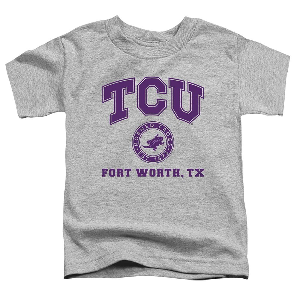 Texas Christian University TCU Official Circle Logo Unisex Toddler T Shirt,Athletic Heather, 3
