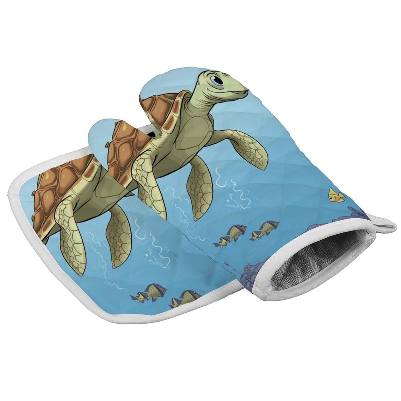 Fodpand Style Finding Sea Turtles Oven Mitts And Pot Holders Sets, Cooking Gloves And Hot Pads Heat Resistant Washable, Kitchen Oven Glove For Oven Cooking Baking Grilling