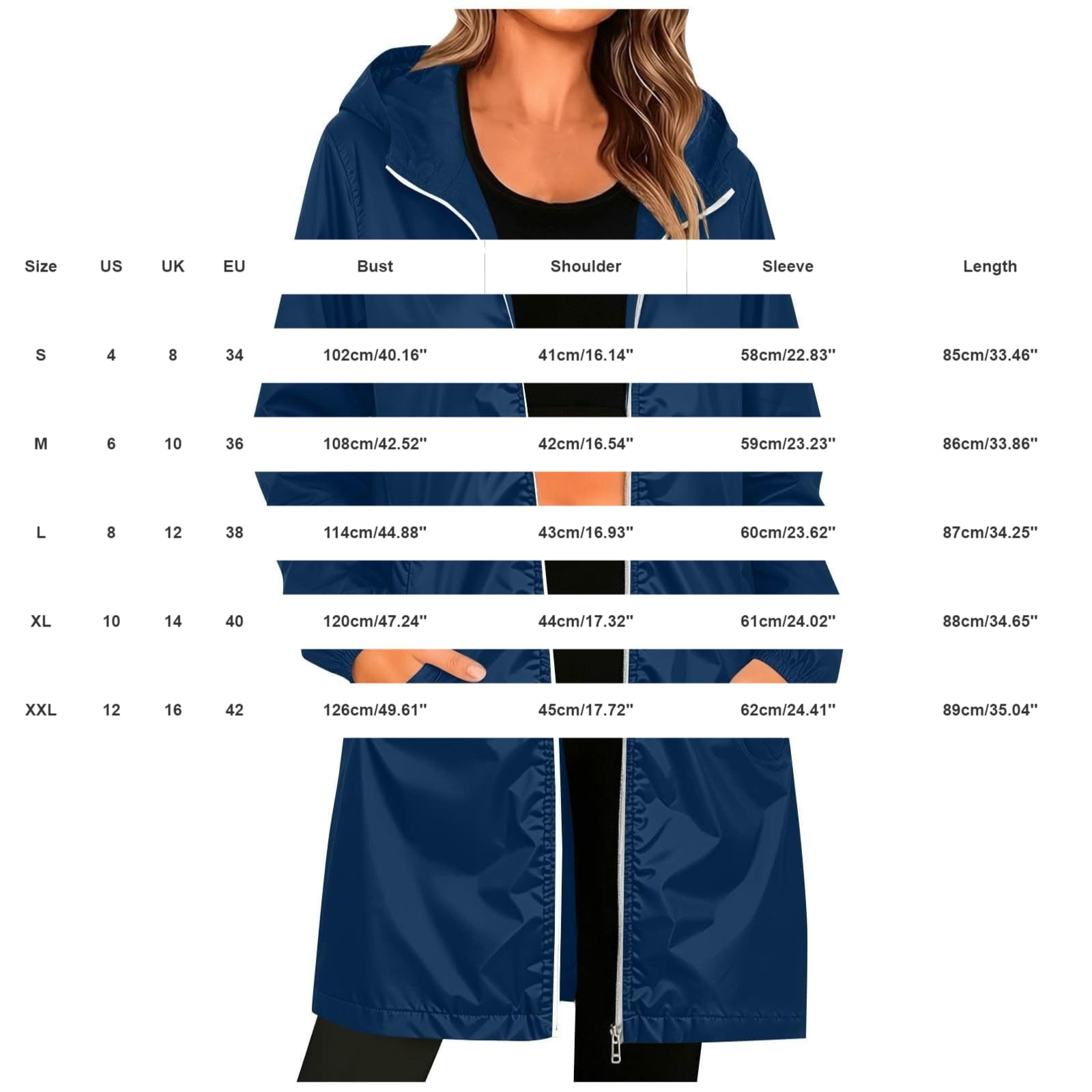Chubasquero ligero para mujer, resistente al agua, transpirable, chaqueta de entretiempo con capucha, chaqueta con capucha, chaqueta con capucha, chaqueta cortavientos, trekking, chaqueta deportiva