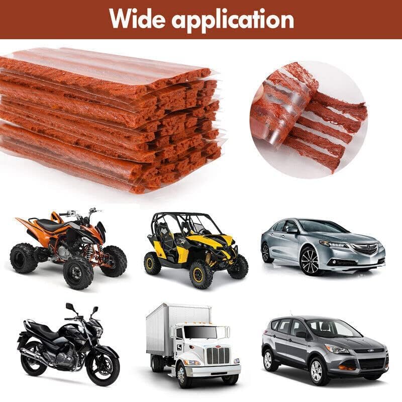 Image of 8in1 Universal Tubeless Tire Puncher Kit Emergency Flat Tire Repair Patch Puncture Kit for Car, Bike, SUV, & Motorcycle with Storage Bag, Polish,Glue, Plier With10 Strip. (All in 1)