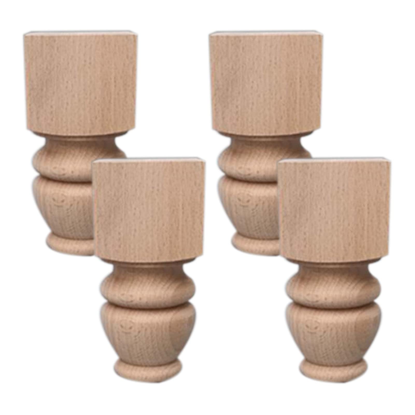 4un. Pied De Pied De Lit Canapé En Bois De Hêtre Laqué Peinture Blanche