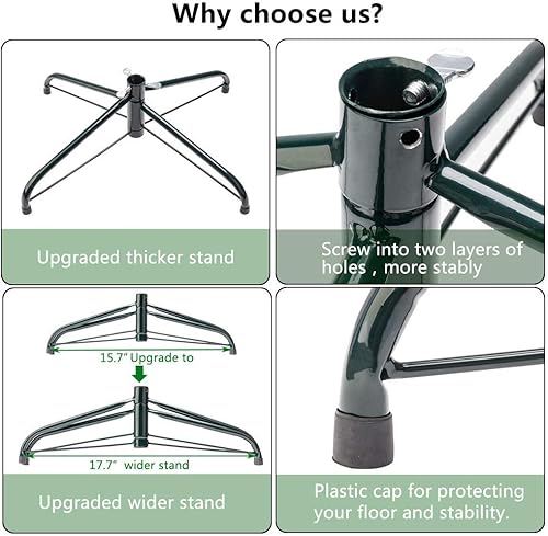 Miniatura 4 de Bonnlo Árbol de pino artificial de Navidad mejorado de 6 pies sin luz con patas mentales resistentes, rama completa de 1050 puntas para interiores y