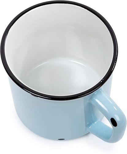 Miniatura 3 de Luciano Housewares Beautiful Distressed Coffee, 15.2 oz, juego de 4 tazas esmaltadas, azul claro