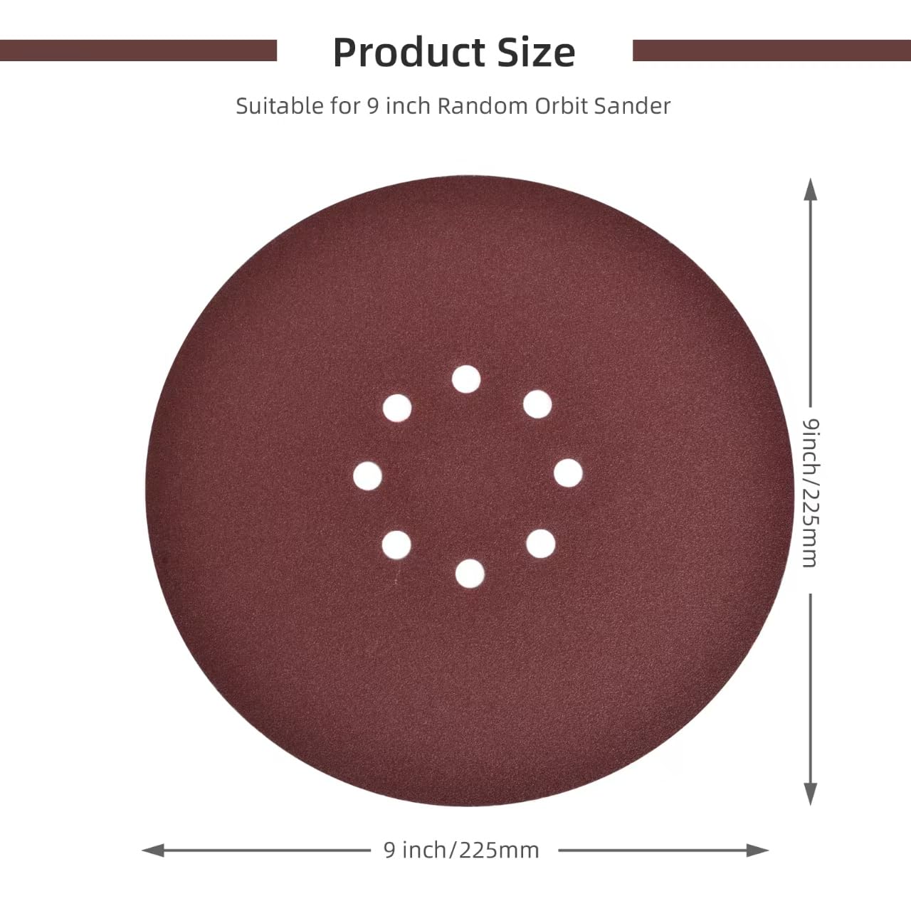 225mm Hook and Loop Sanding Discs 40 Grit, 15Pcs 9 Inch 8 Holes Sandpaper Sheet for Long Neck Sander Drywall Sander - Image 2