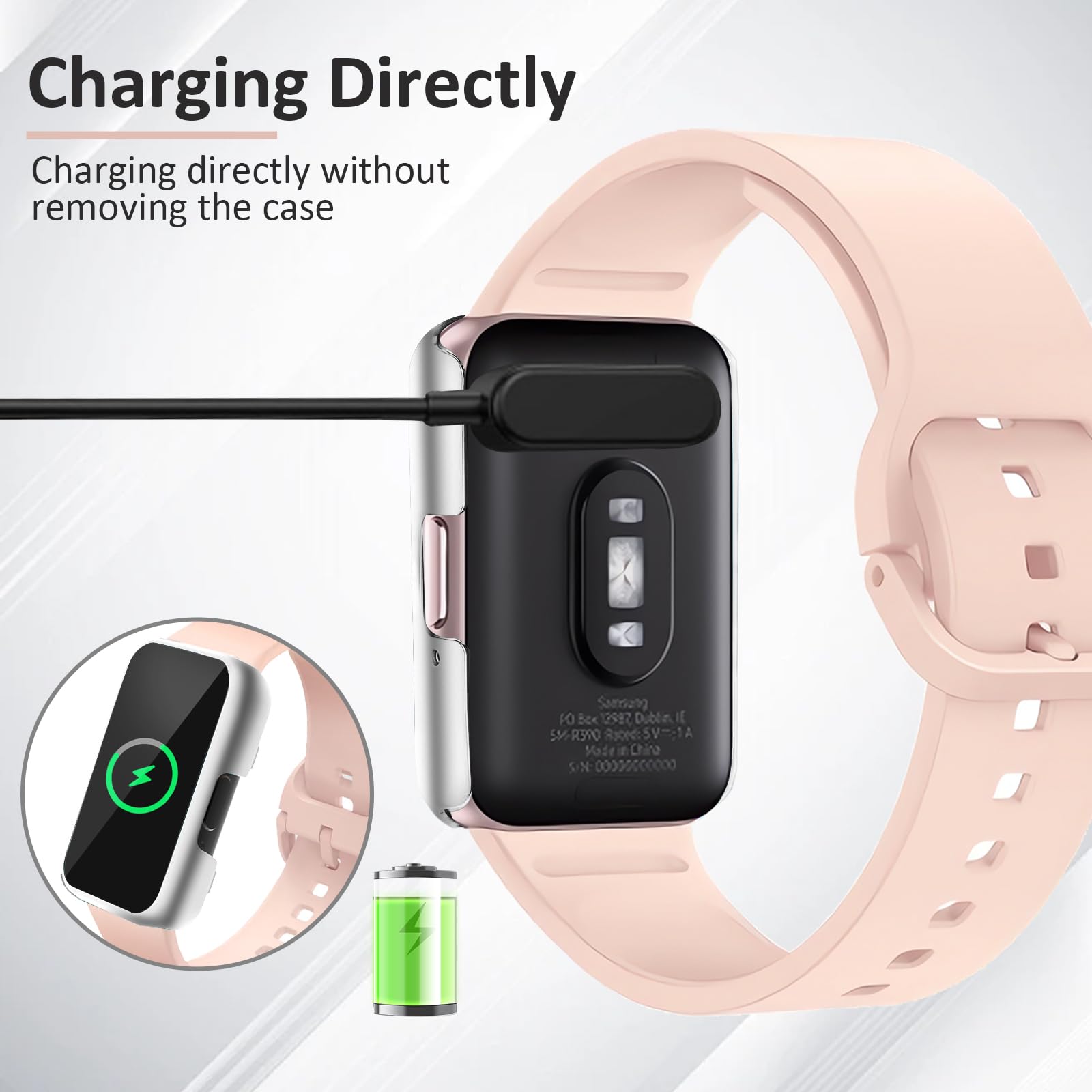 Vancle Etui do Samsung Galaxy Fit 3, 3 sztuki, pełne pokrycie, folia ochronna, twarda ochrona wyświetlacza, folia do Samsung Galaxy Fit 3 (srebrna/różowa/czarna)