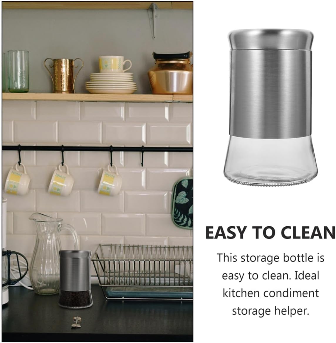 TIDTALEO Stainless Steel Sealed Food Jar 1500Ml Glass Kitchen Coffee Canister Tea Container Dried Fruit Storage Airtight Pantry Organizer for Home