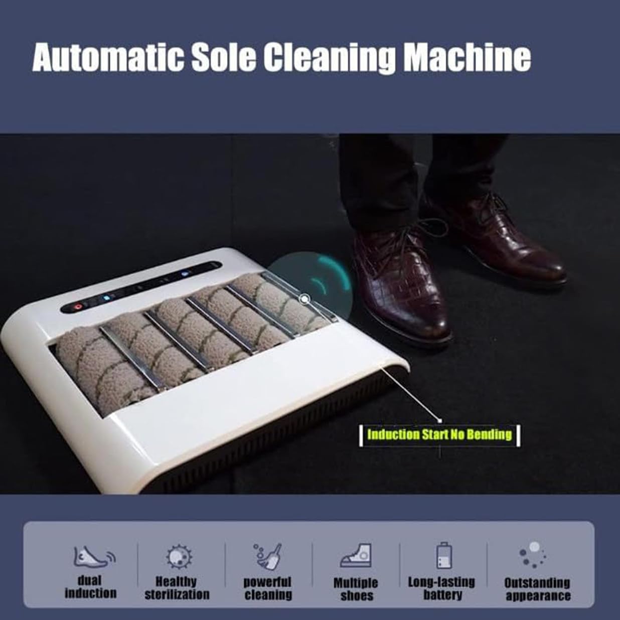Pulitore automatico per scarpe a induzione, multifunzione per lucidare le scarpe, spazzola elettrica per scarpe da 260 giri/min, per l'ingresso della porta, nessuna pulizia con acqua