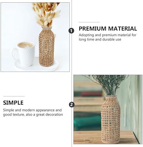 Miniatura 7 de DECHOUS Jarrón de cristal bohemio para arreglos florales, jarrón pequeño decorativo para sala, jarrón de mimbre para decoración de plantas, florero,