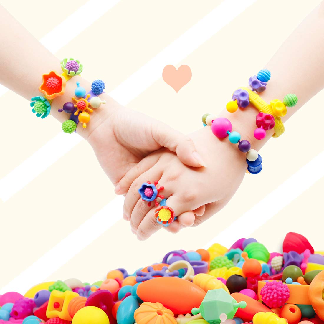 BIRANCO. Pop Beads, Jewelry Making Kit - Arts and Crafts for Girls Age 3, 4, 5, 6, 7 Year Old Kids Toys - Hairband Necklace Bracelet and Ring Creativity DIY