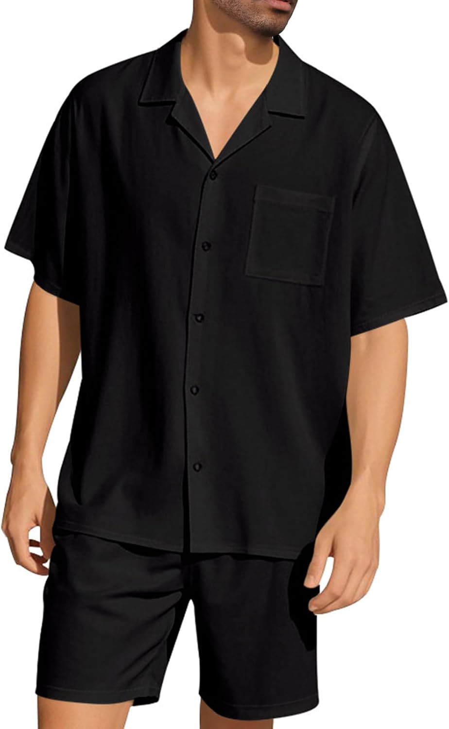 Volemo Mens Tracksuit Full Set Shirts Short Sleeve Casual Activewear 2 Pieces Summer Holiday Outfits Regular Fit