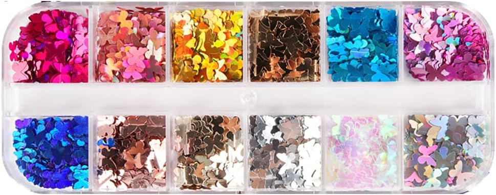 12 Grids/Box 5mm Manicure Paillettes Holographics Glitter Flakes, for 3D Shiny Epoxy Resin Mold Filling