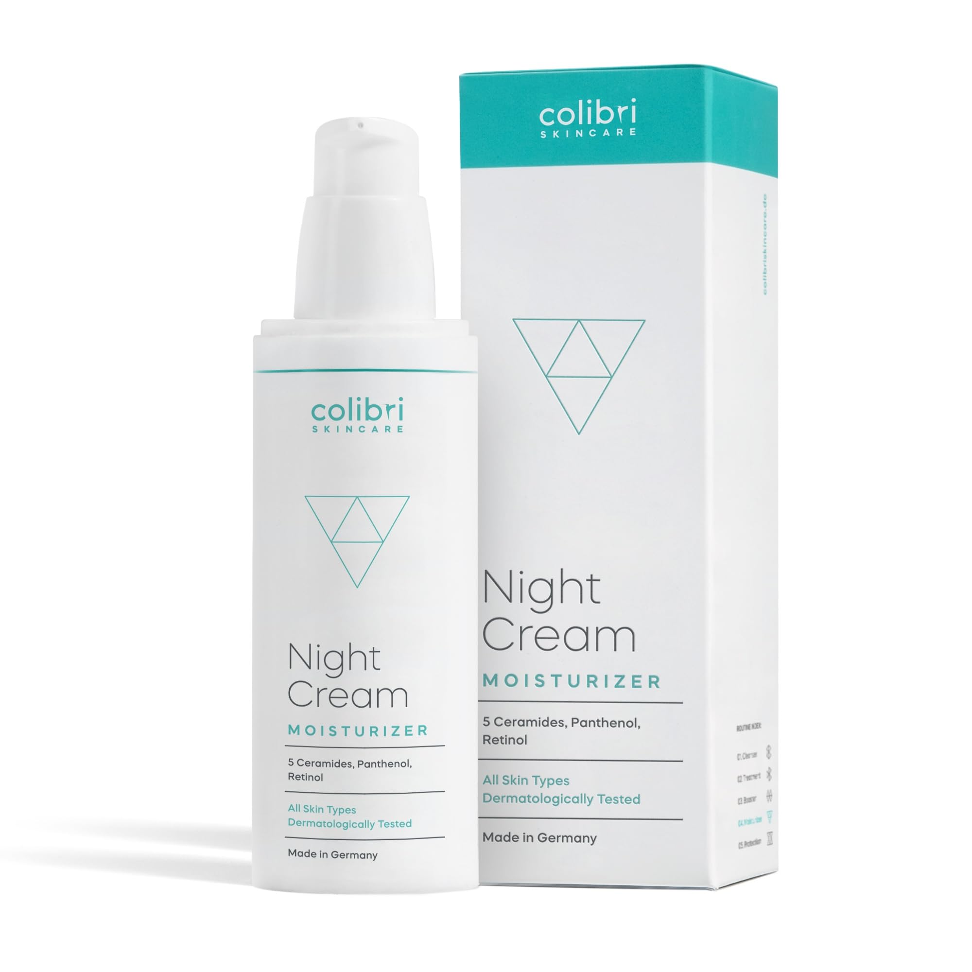 colibri skincare Night Cream 80ml - mit Retinol und Hyaluron Serum - straffende Anti Aging Nachtcreme für Frauen und Männer - pflegende Gesichtscreme gegen Falten - Made in Germany