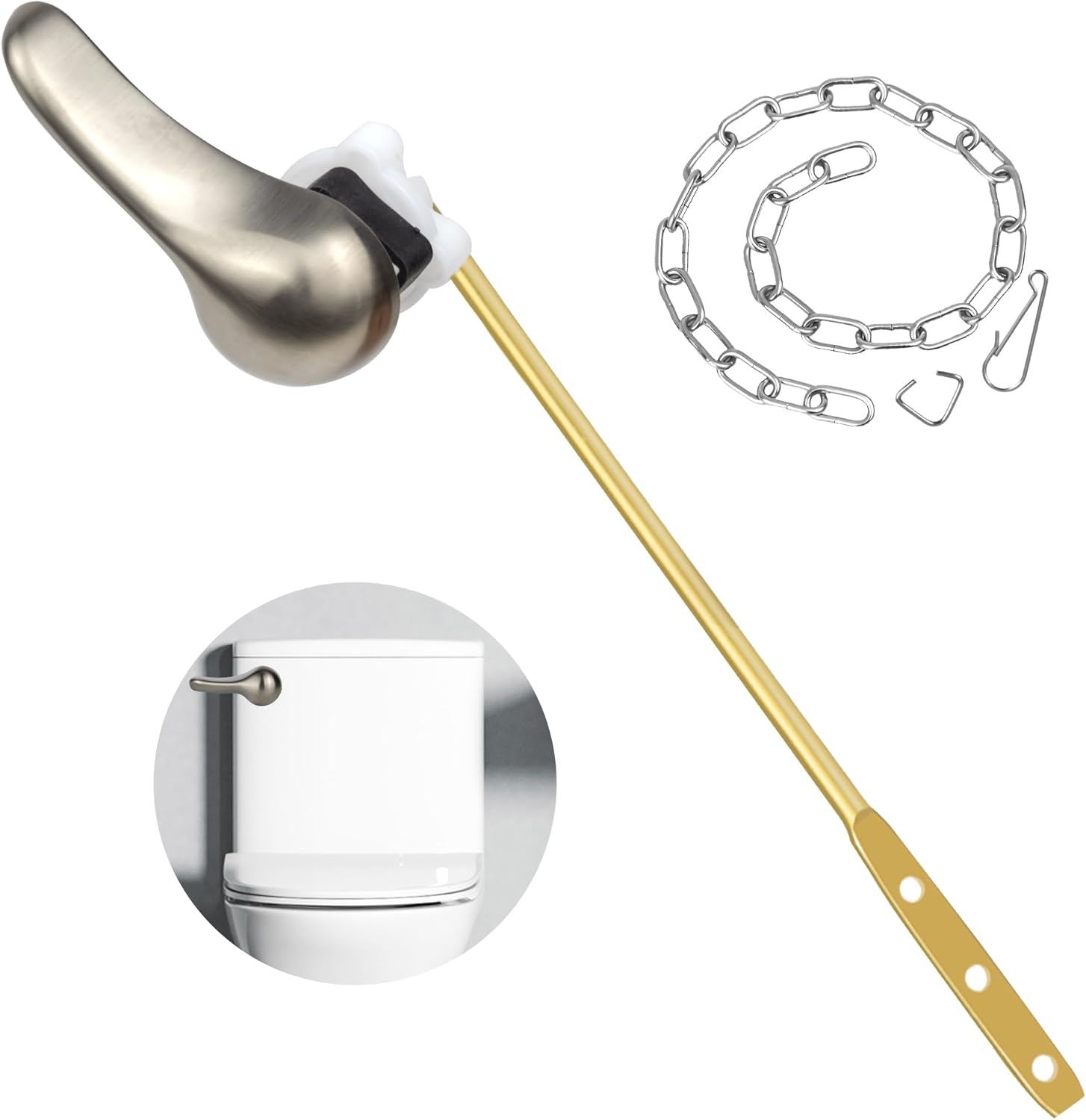Hidnvefen Universal Toilet Flush Handle Replacement Kit with Zinc Alloy
