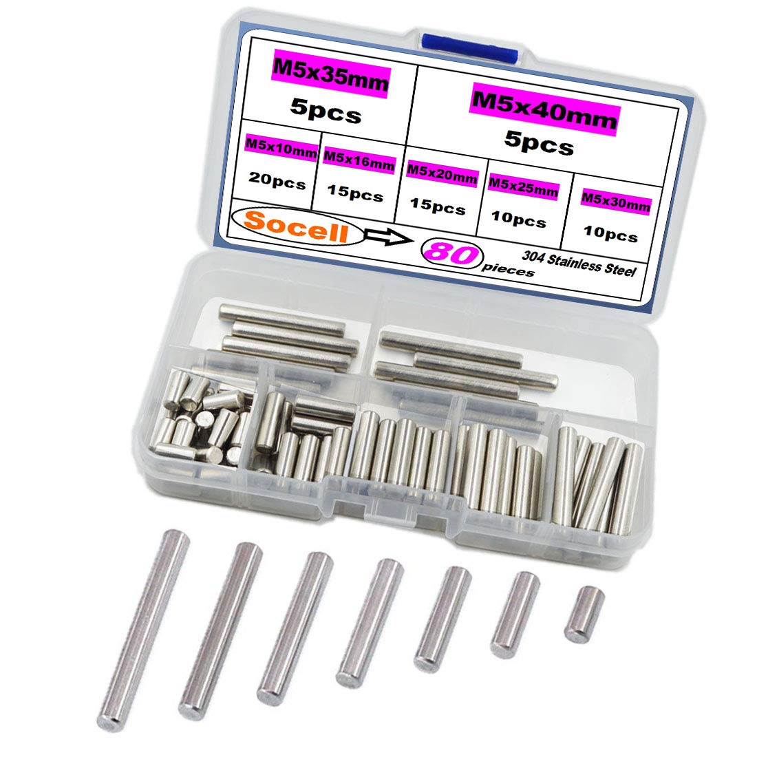 Socell 80 Pieces Dowel Pin Stainless Steel Shelf Support Pin Fasten Elements Shelf Bracket Pegs Cabinet Furniture Shelf Pins Support Assortment Kit