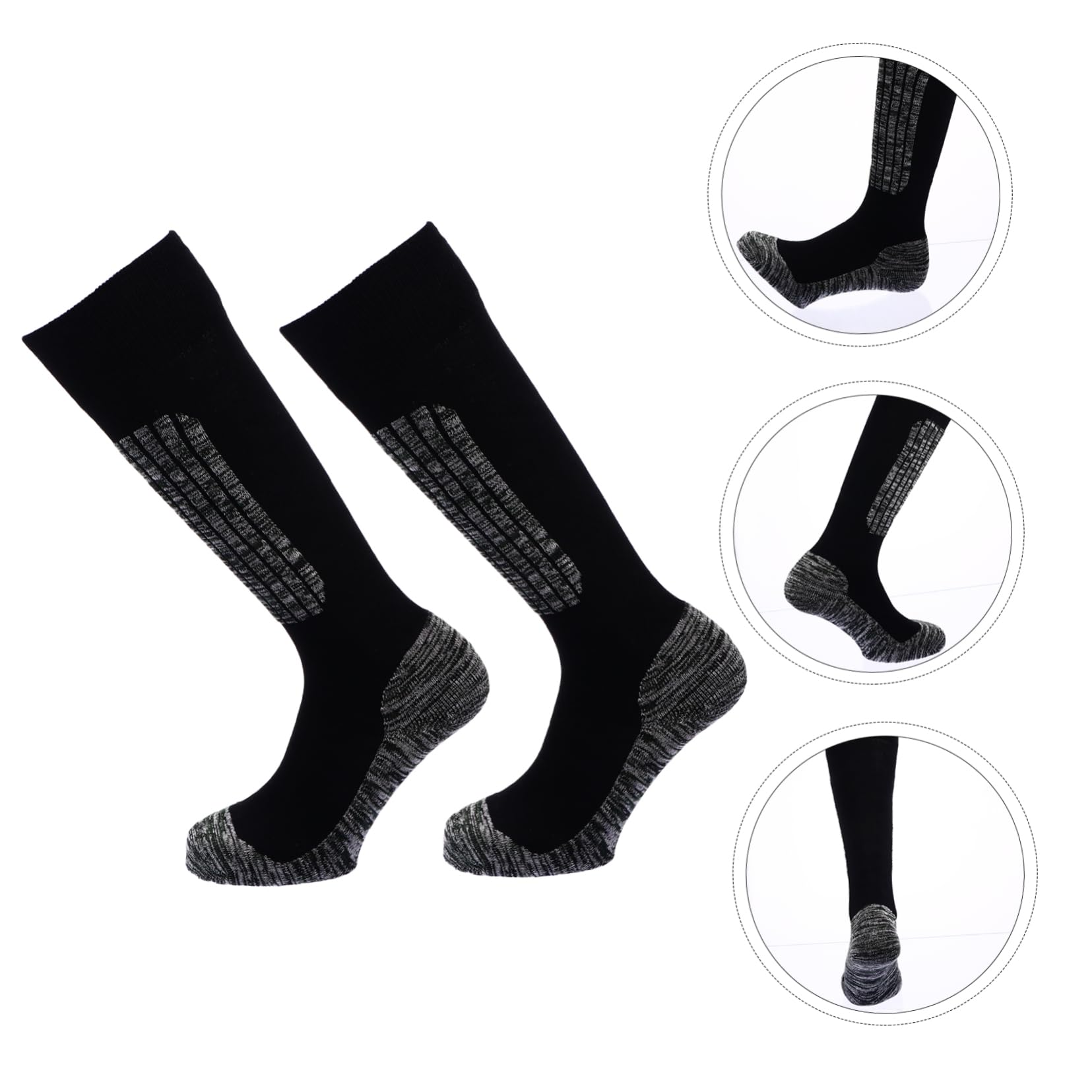 2 Pairs Ski Socks Calf Socks Sports Autumn Winter Stocking Black Ski Warm Stocking Striped Socks Calf/3309