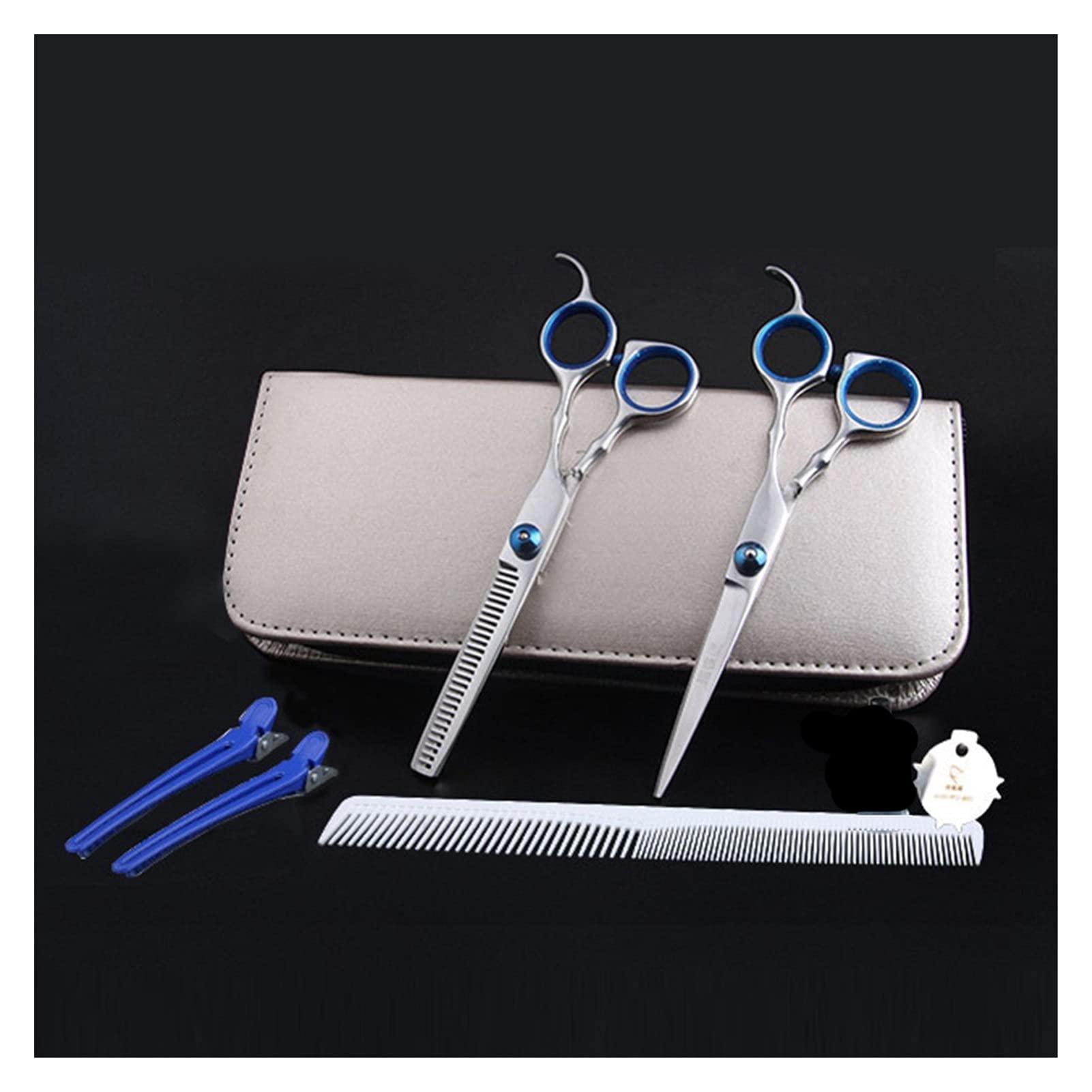 Ciseaux de Coiffure Professionnels, Outils de Coiffure, kit d'outils de barbier, Ciseaux à effiler, Ciseaux de coiffage, Acier Inoxydable, Rouge et Blanc