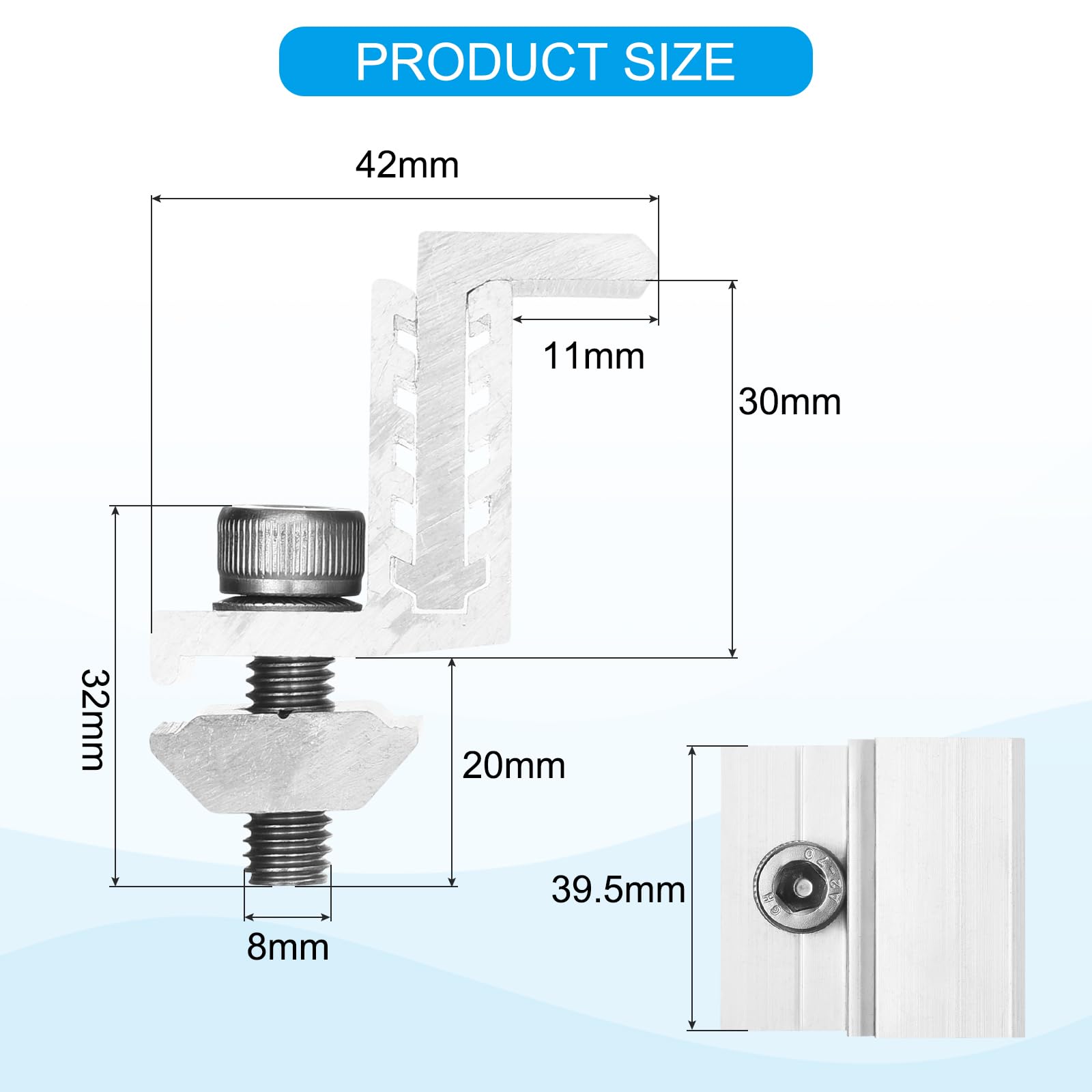 QUARKZMAN 30pz Solare Pannello Terminale Morsetto Alluminio Z Staffe per Solare Pannelli Solare Montaggio Staffe Kit per Solare Pannello Pv Montaggio sistemi Accessori (32-50mm)