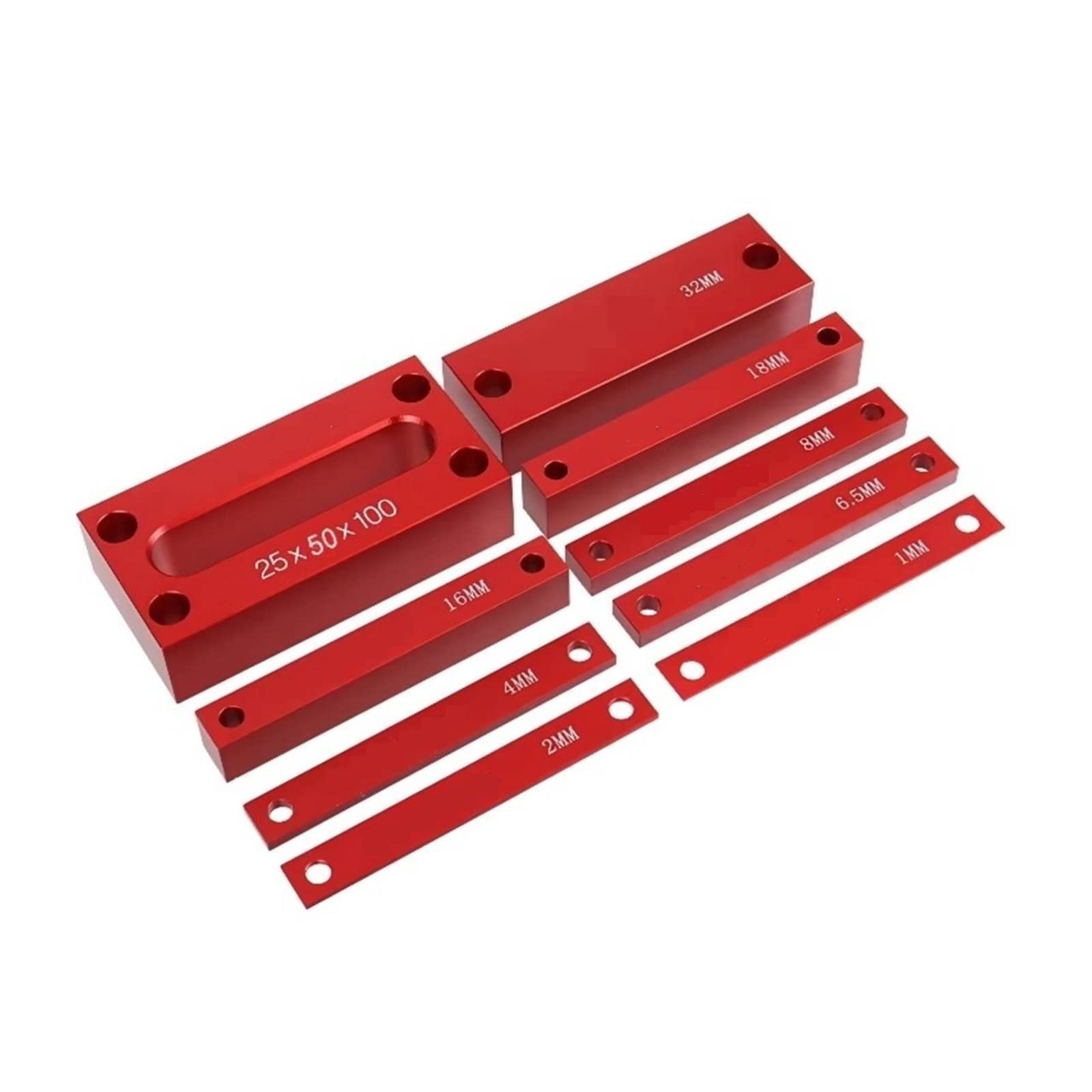CVFRDD Gauge Block Set Metric Inch Woodworking Setup Blocks Height Gauge Precision Aluminum Alloy Bars for Router and Table Saw Accessorie(Metric-9pcs)