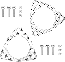2PCS Exhaust Flange Gasket with 6PCS Exhaust Bolts and 6PCS Nut Kit,Graphite Composite Exhaust Gasket for Exhaust Flange Repair,Universal Car Accessories for Car SUV Truck (3 inch)