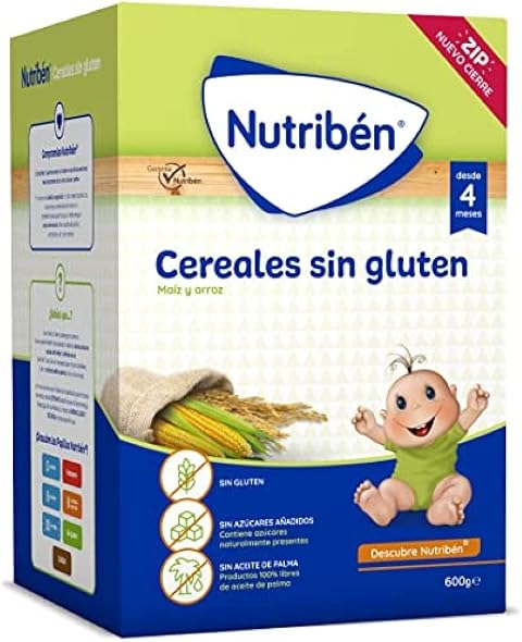 Nutribén Papilla Cereales sin Gluten, 600g | Con arroz y maíz, 11 vitaminas y 5 minerales; ideal para introducir los cereales en la alimentación complementaria