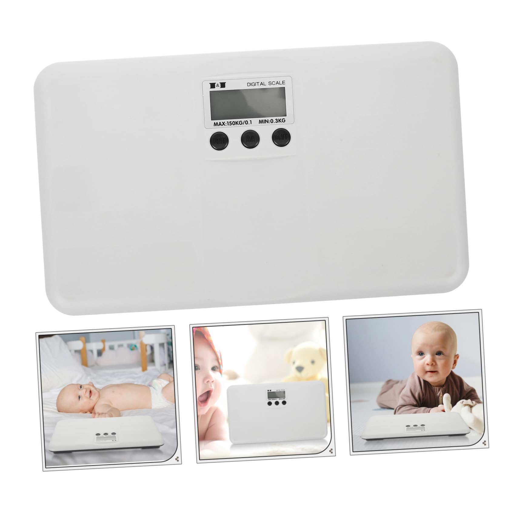 UPKOCH Bilancia Elettronica Digitale Multifunzione per Ragazzo Ragazza e Animali Domestici Display Digitale, Conversione Unità, Capacità Fino a 150kg, Design Sottile e Materiale Plastico
