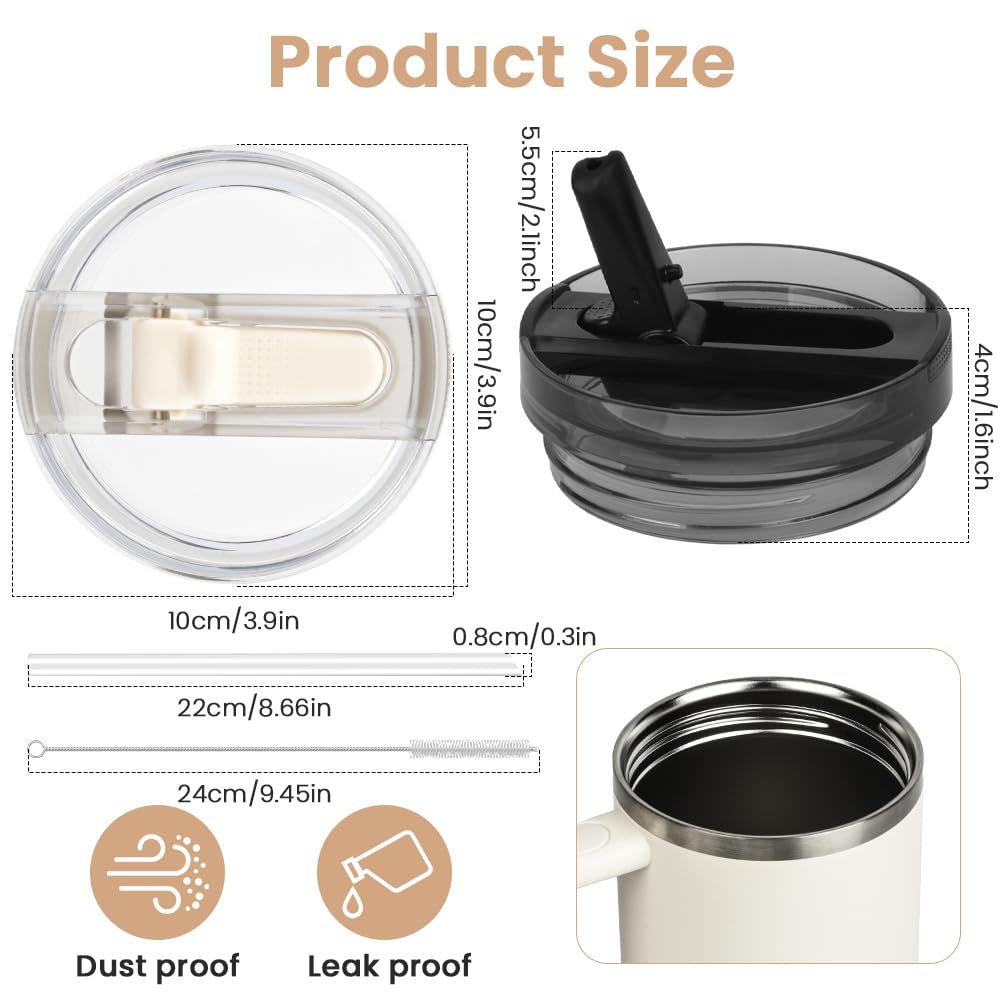 AYESY Leak Proof Lid for Stanley Cup,2 Pack 40 oz Tumbler Flip Straw Lid Replacement fit for Stanley Quencher,Detachable Spill Proof Splash Resistant Travel Tumbler Lids - Image 2