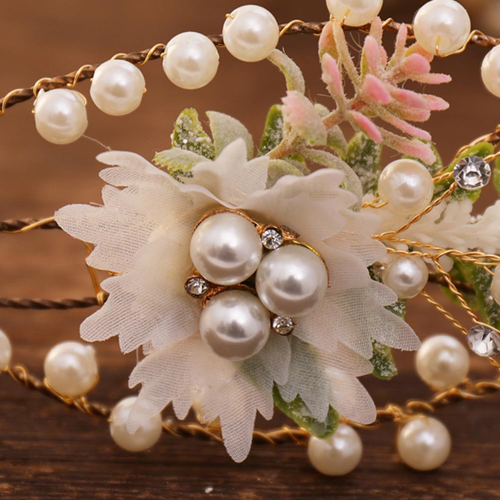 Beaupretty Floral Hair Accessories Headband Wedding Hair Band Bridal Headpiece Leaf Design Photography Prop for Bride and Flower Girl - Image 5