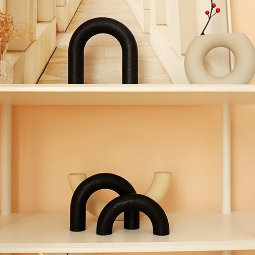 Miniatura 3 de HMASYO 3 objetos decorativos de arco de madera, decoración de mesa auxiliar, decoración de estante con diseño de arco estético, detalles neutros de