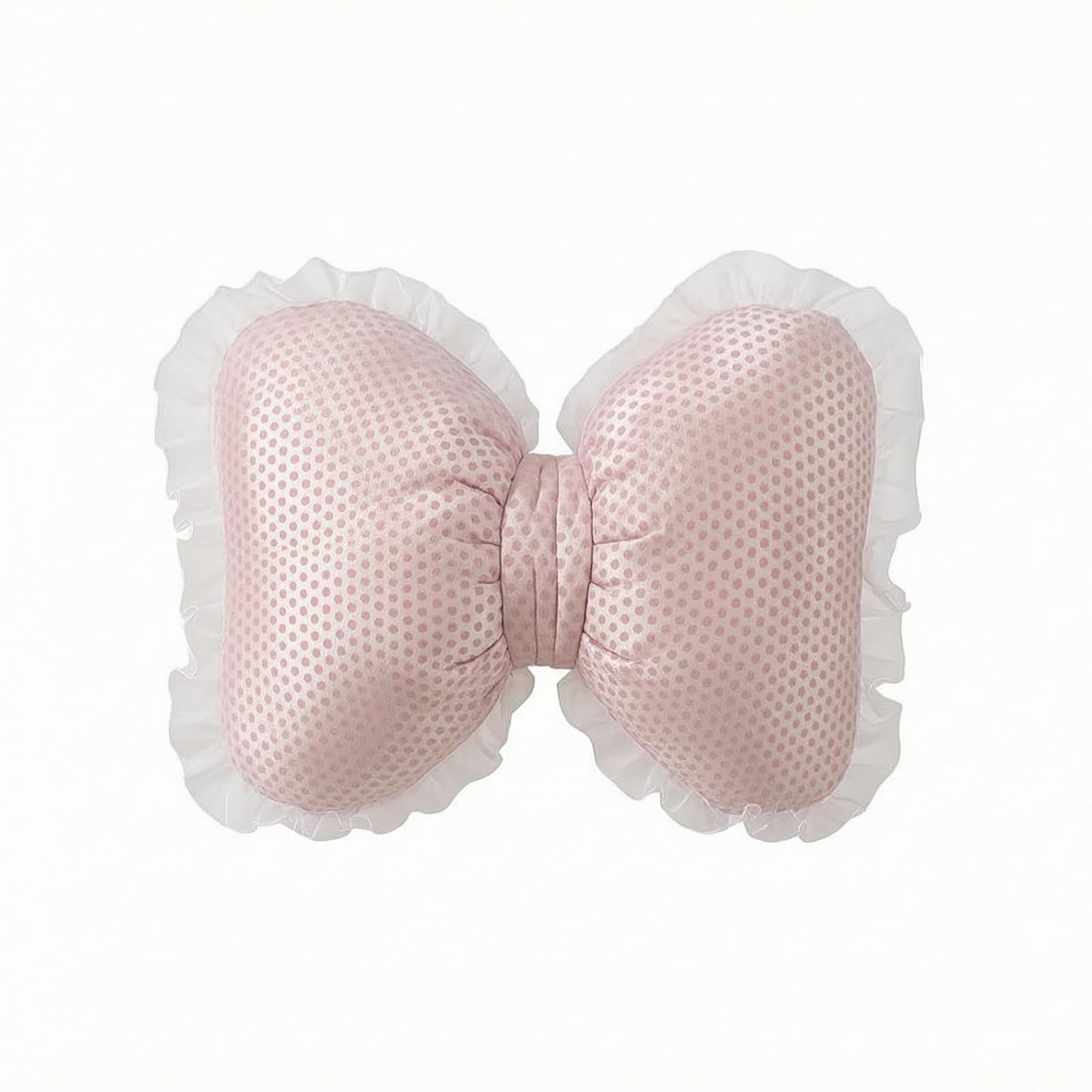 Translucent Trim Bow Shaped Throw Pillow Dotted Bow Pillow Soft Padded Home Decor Large for Sofa, Bedroom, Window Seat, Lounging, Pink | Decorative Nursery Pillows | Nursery Bedding-image-25