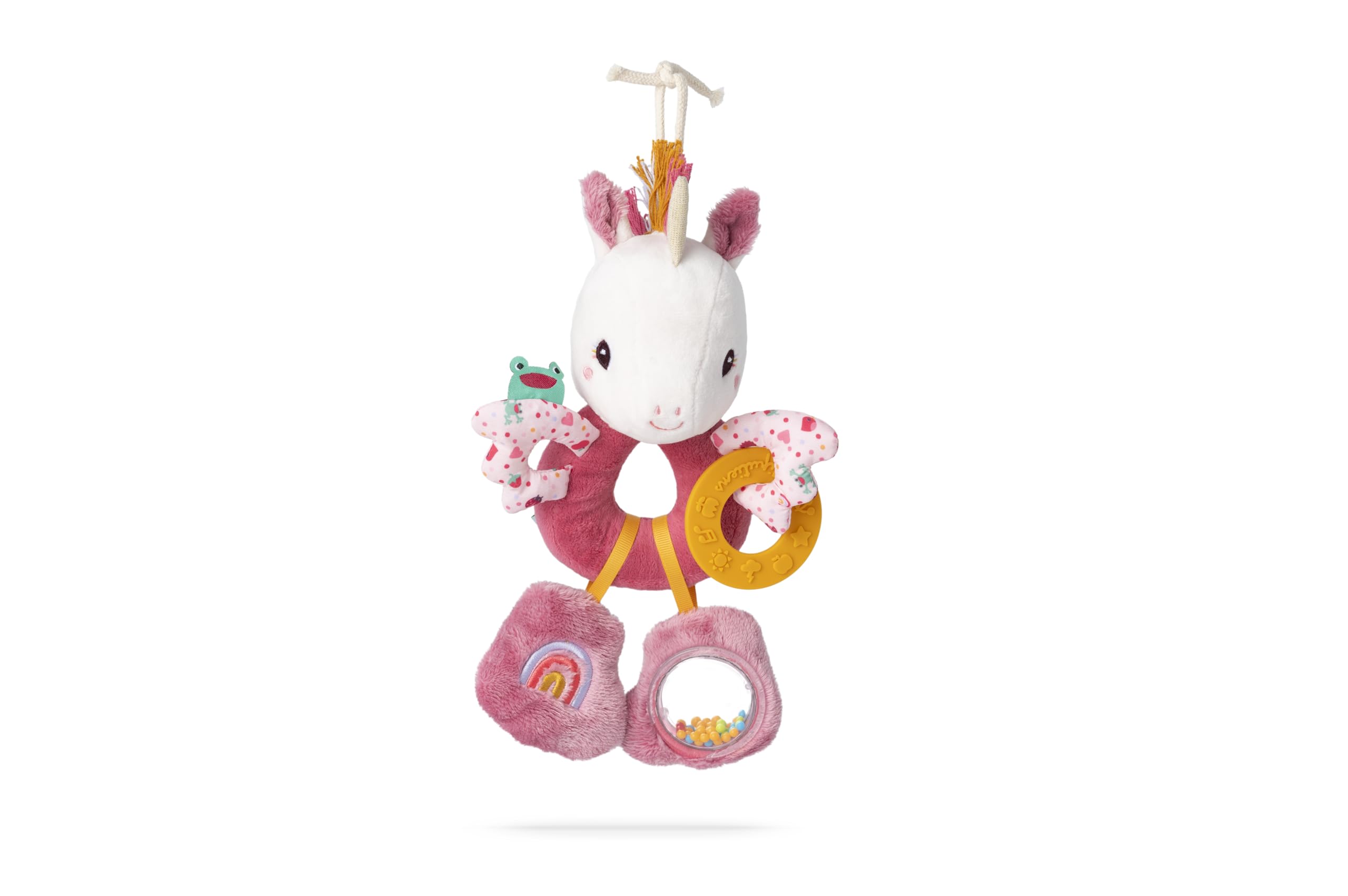 LILLIPUTIENS - Lena the Unicorn multi-activity rings - Early learning toy for baby with sounds, textures and colours - Easy to grab, stimulates the senses - Ideal for cosy, playpen or car - 3 months+