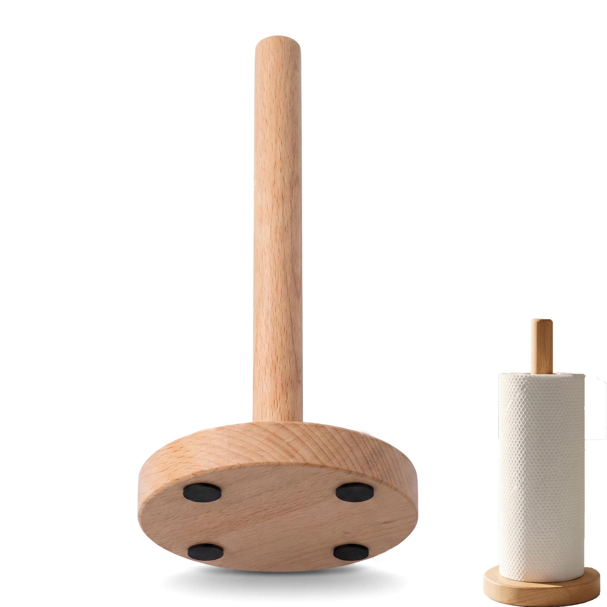 Kitchen Roll Holder, Paper Towel Holder Countertop, 12.41 x 4.72 inches Toilet Roll Holders Kitchen Rolls Organizer for Toilet Pantry and Bathroom (Natural Wood Color)