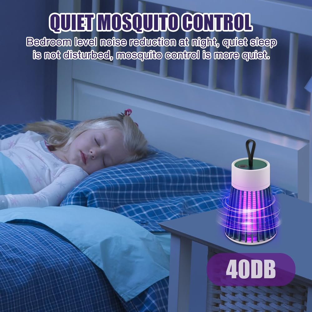 Lampe Anti Moustique, 2 Pcs Lampe Anti Moustique Rechargeable, UV Electrique Moustiques, Appareil Anti Moustique Solaire & Rechargeable par USB, pour Camping Intérieur Extérieur (Grün + Weiß)