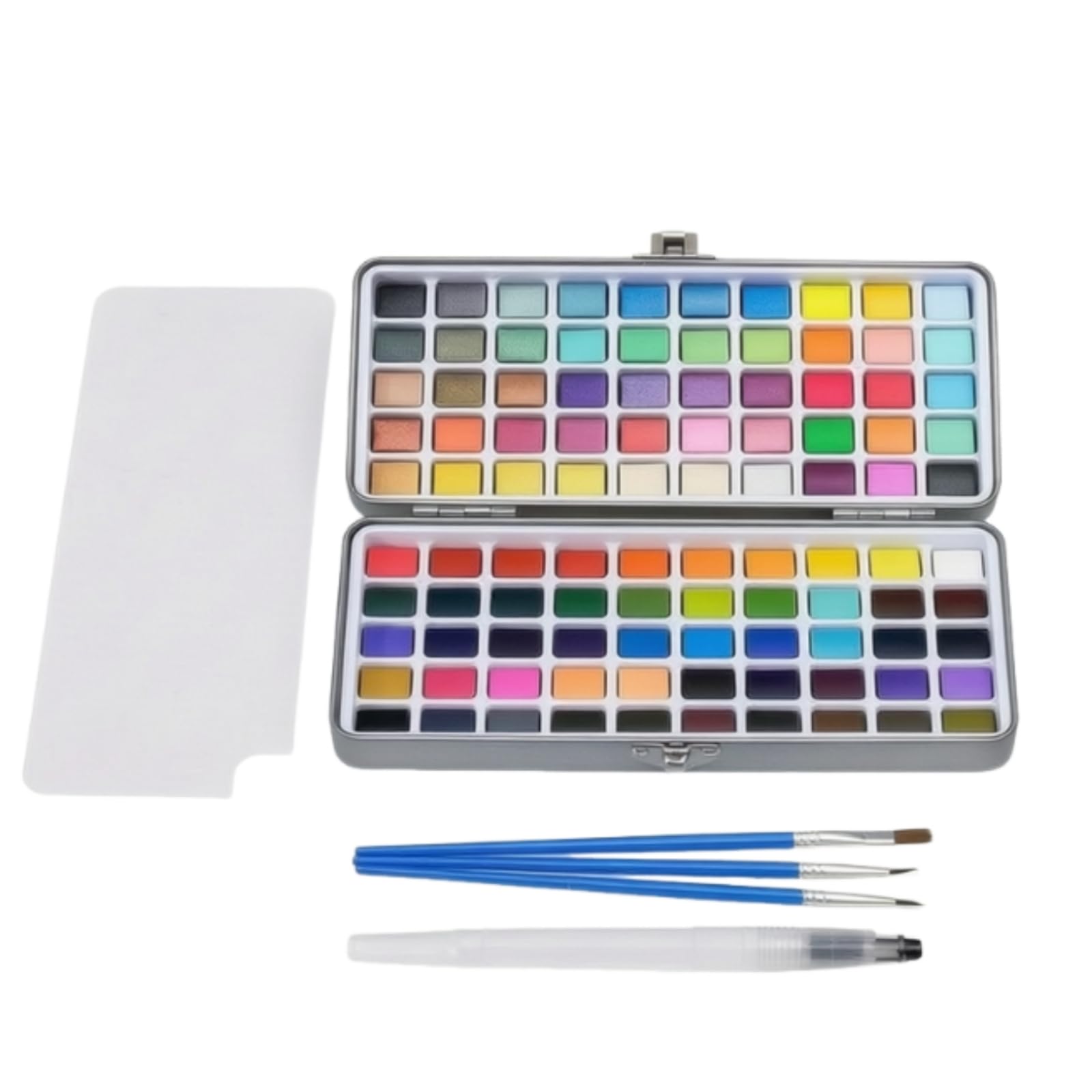 Solid Aquarellfarben set Aquarellpalette Farbnäpfe Mischplatte Wasserpinsel Kompaktes Metall Etui Sichere Aufbewahrung für Skizzieren Unterwegs Malkurs Heimprojekte