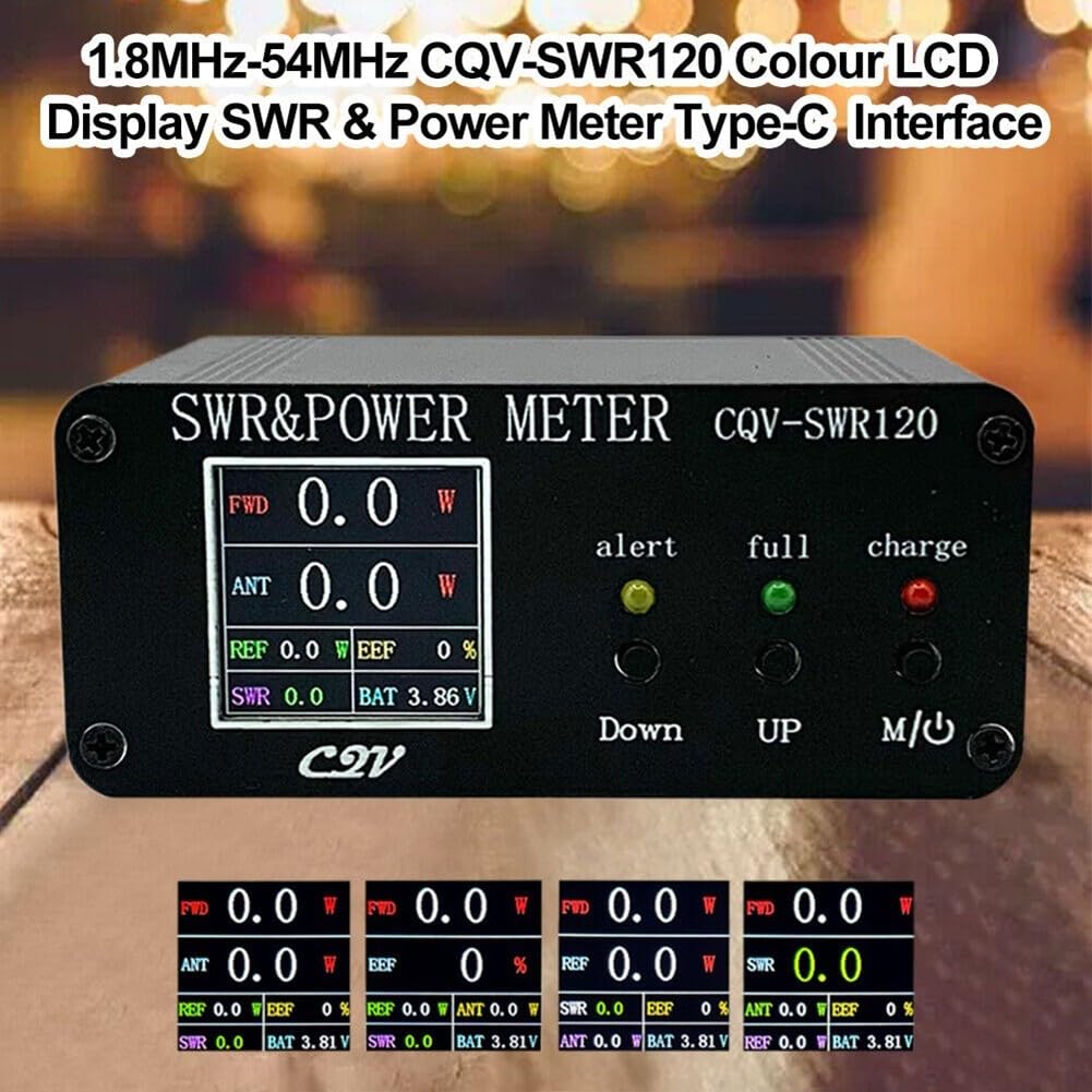 Compteur de puissance numérique VSWR 120 W, CQV-SWR 120 mètres avec écran couleur HD, démarrage automatique et protection contre les sous-tensions de la batterie