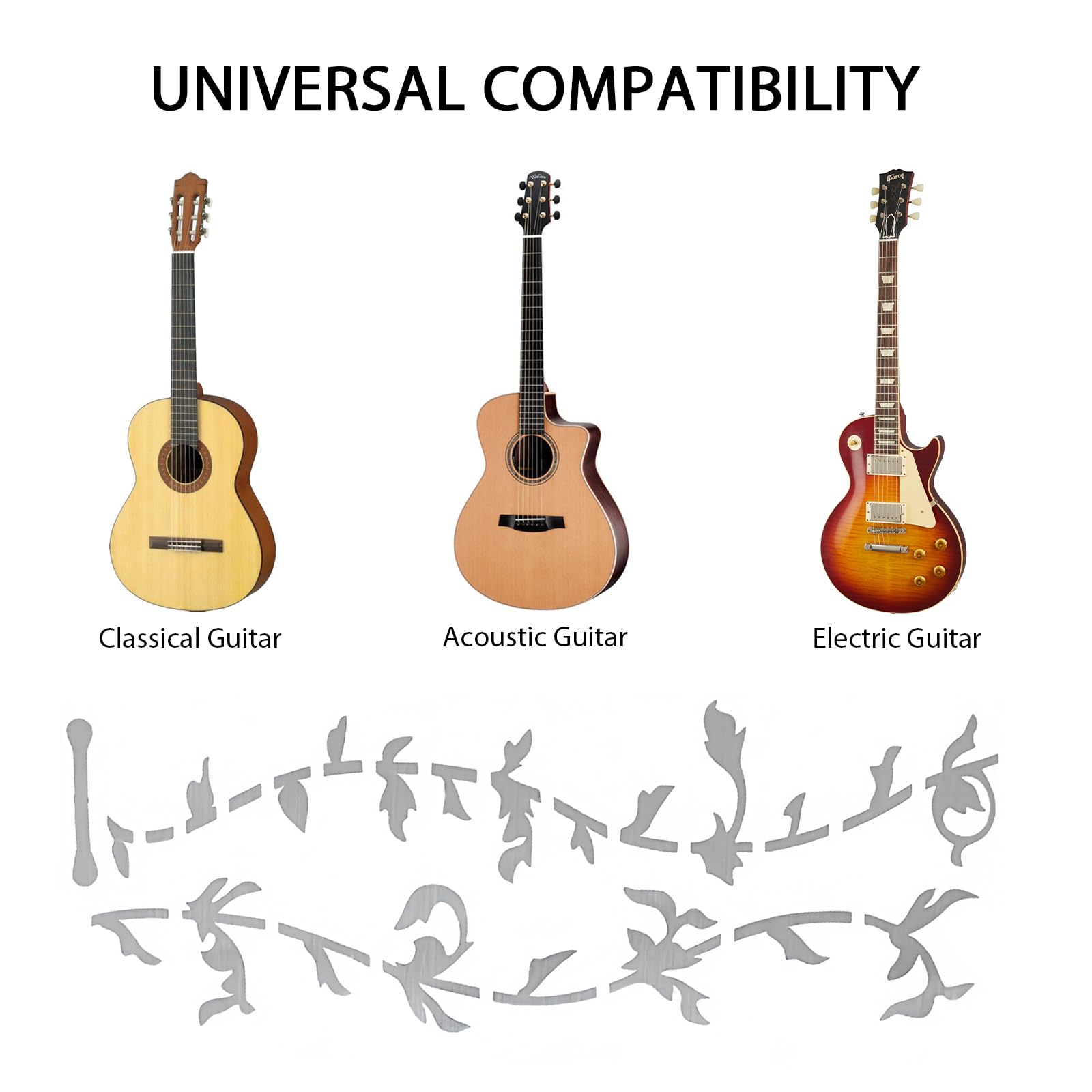 Musiin Electric Guitar fretboard Marker Inlay Tree of Life Sticker Decal (Silver Shells) - Image 2