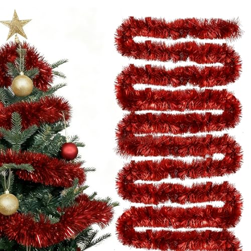 Weihnachtsgirlande, Tannengirlande Künstlich, 12 Meter Lange Rote...