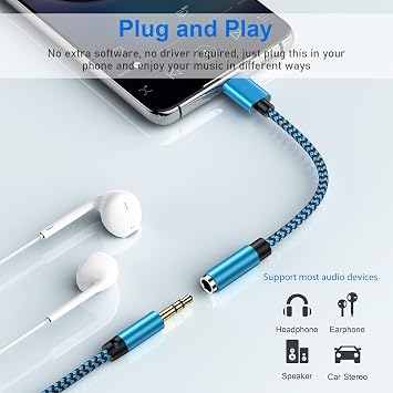 USB Type C to 3.5mm Headphone Jack Adapter 2-Pack USB C to Aux Female Audio
