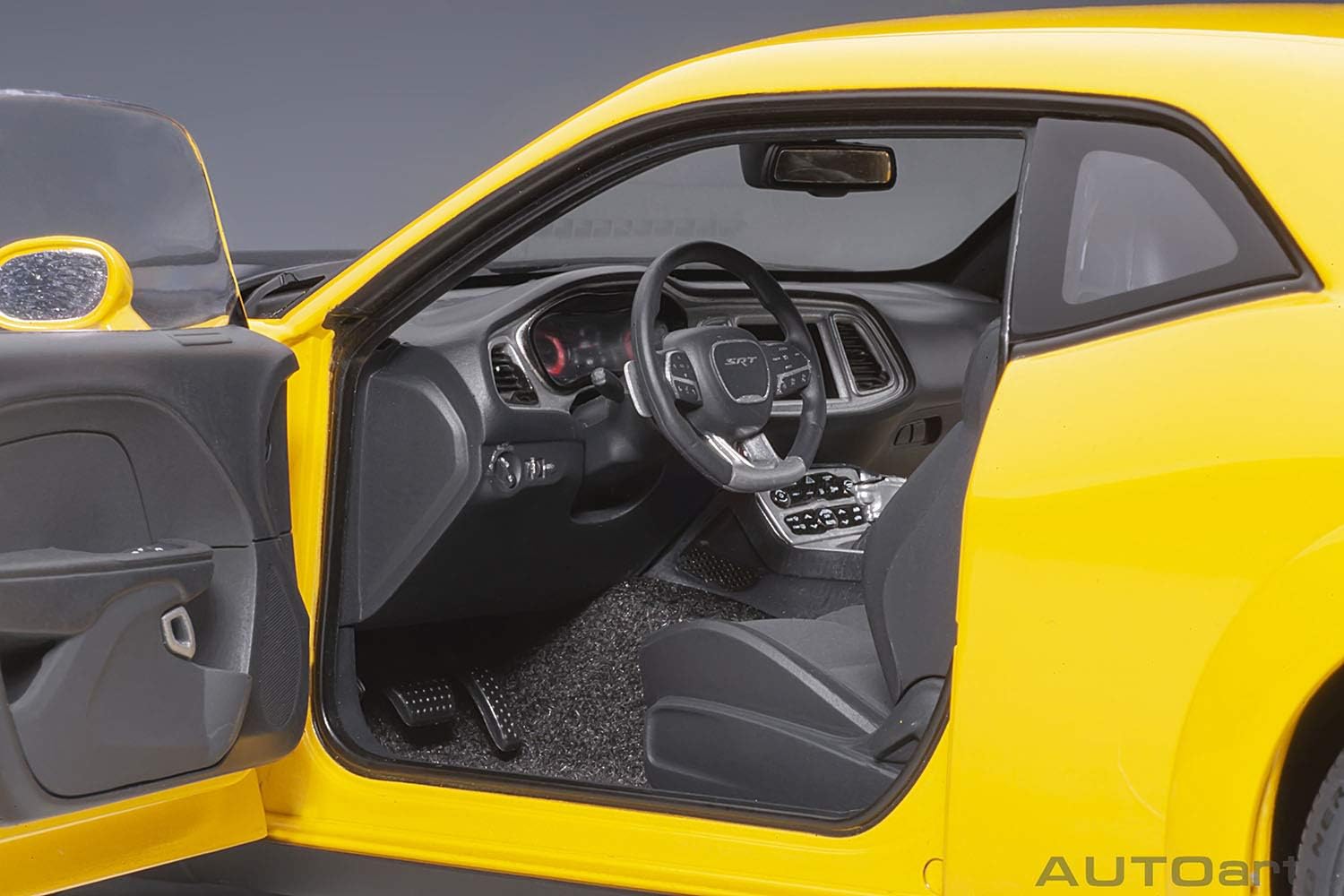 Dodge Challenger SRT Hellcat Widebody Yellow Jacket with Satin Black Hood 1/18 Model Car by Autoart