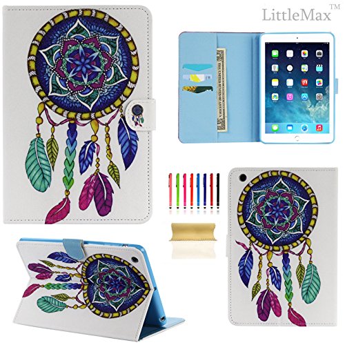 iPad Mini Case,LittleMax(TM) Kickstand Faux Leather Case Smart [Auto Wake/Sleep] Wallet Case [Magnet Clasp] Flip Cover for iPad Mini 1/2/3 [Free Cleaning Cloth,Stylus Pen]-#1 Rainbow Dream Catcher