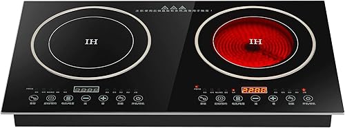 Miniatura 9 de Cocina de inducción digital, estufa eléctrica de doble quemador de 2400 W 110 V, quemador de encimera con patas, cocina de inducción Vitro cerámica