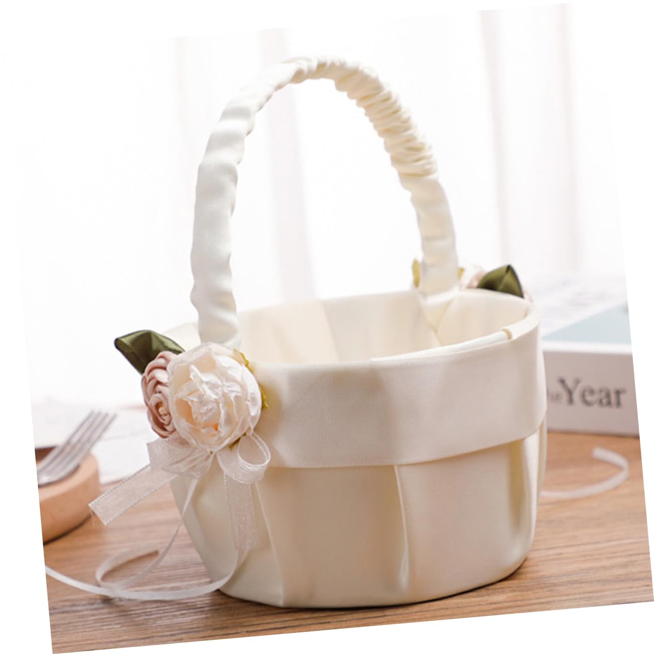 Panier Fleur Osier Avec Nœud Papillon - Pour Mariage, Pâques, Décoration